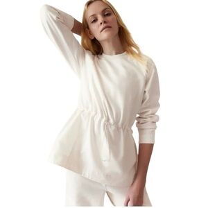 Athleta Triumph Hybrid Crewneck Sweatshirt Magnolia White Large